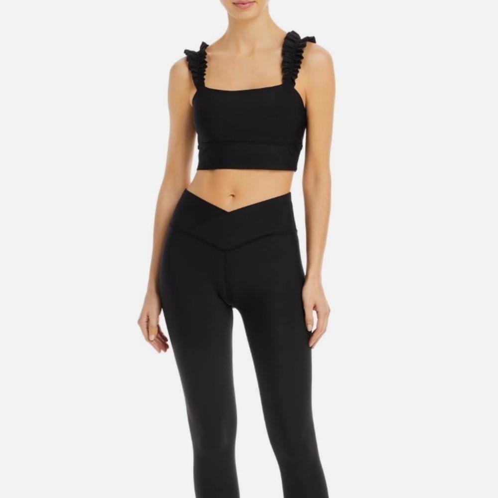 NWT Aqua Athletic Black Ruffle Bra Size S